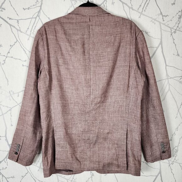 Joseph Abboud Burgundy 55% Linen Blend Sportcoat Blazer - Picture 3 of 7